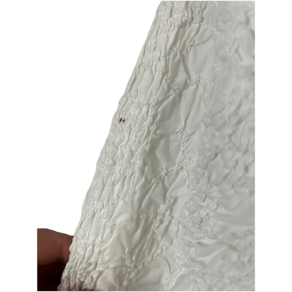 GO SILK Cream Puckered Smocked Blouse M Romantic Boho Victorian Loop Button Top - Picture 9 of 11